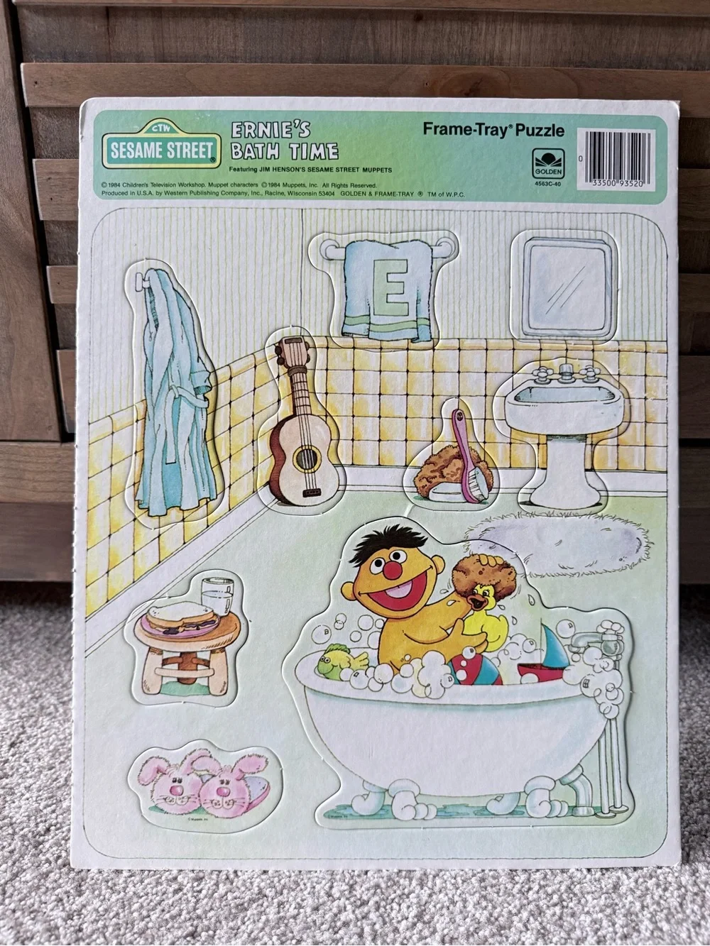 Vintage 1984 Sesame Street Ernie’s Bath Time Frame-Tray Puzzle